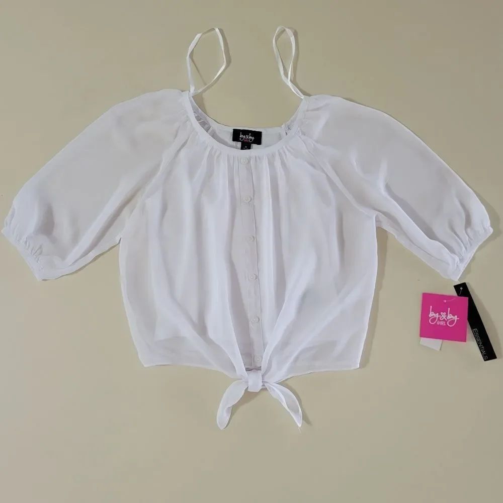 by & by White Junior's Crop Top